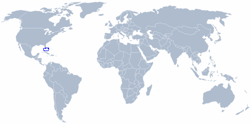 wereldkaart Caribachlamys mildredae